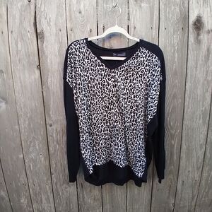 Marks & Spencer M&S Collection size UK 16 mixed fabric sweater black leopard
